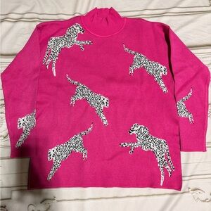 Pink Leopard Print Women's Sweater